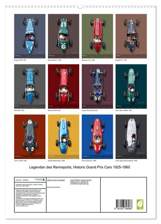 Produktbild: Legenden des Rennsports, Historic Grand Prix Cars 1925-1960 (hochwertiger Premium Wandkalender 2026 DIN A2 hoch), Kunstdruck in Hochglanz