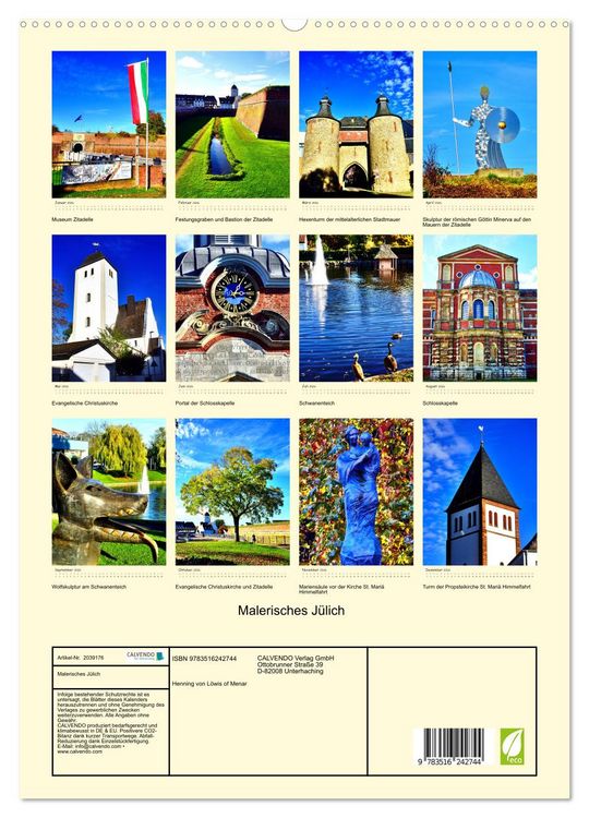 Produktbild: Malerisches J&uuml;lich (hochwertiger Premium Wandkalender 2026 DIN A2 hoch), Kunstdruck in Hochglanz