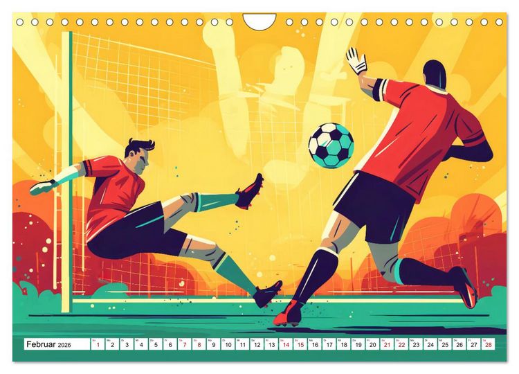 Produktbild: Magie des Fussballs - Illustrierte Emotionen auf dem Rasen (Wandkalender 2026 DIN A4 quer), CALVENDO Monatskalender