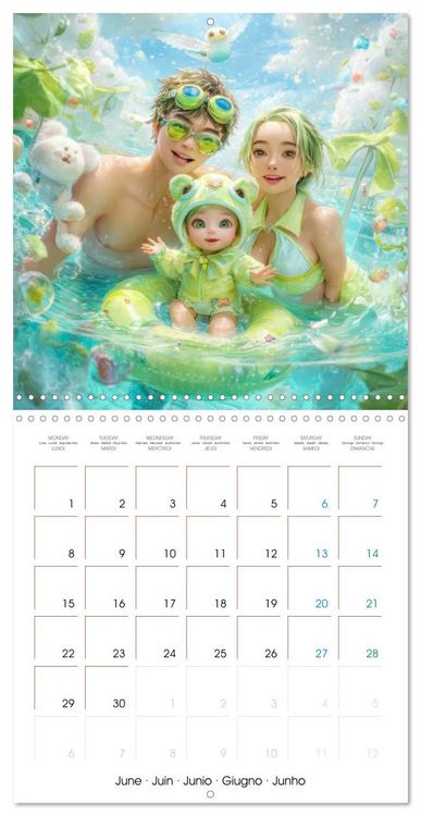 Produktbild: En famille ou entre amis - Inspir&eacute; du style Manga (Calendrier mural carr&eacute; 2026 30x30 cm) Calendrier double avec une page pour vos prises de notes
