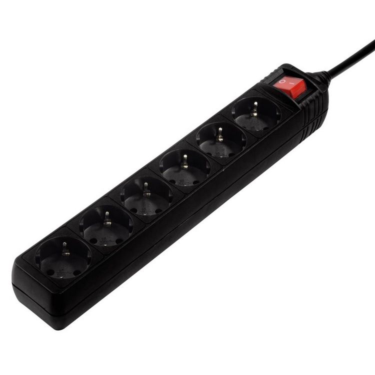 Produktbild: Hama 00047760 Steckdosenleiste mit Schalter 6fach Schwarz Schutzkontakt 1St.