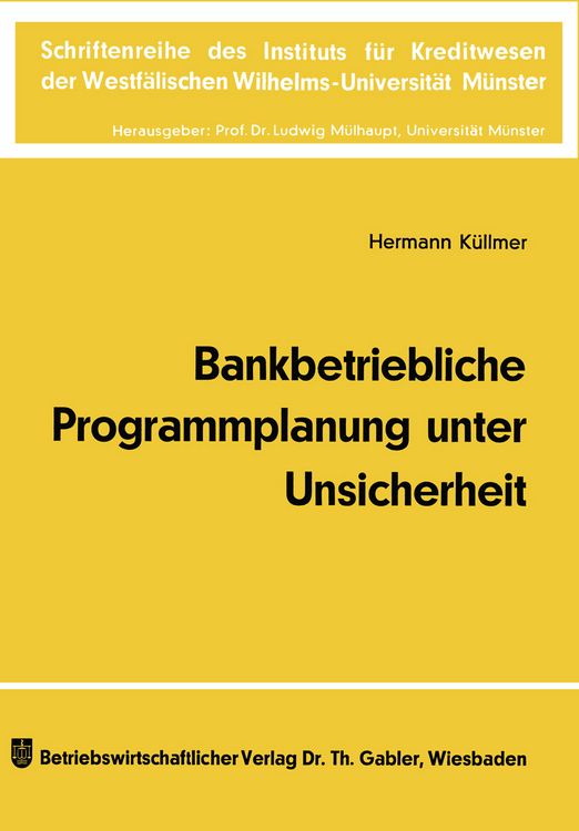 Produktbild: Bankbetriebliche Programmplanung unter Unsicherheit