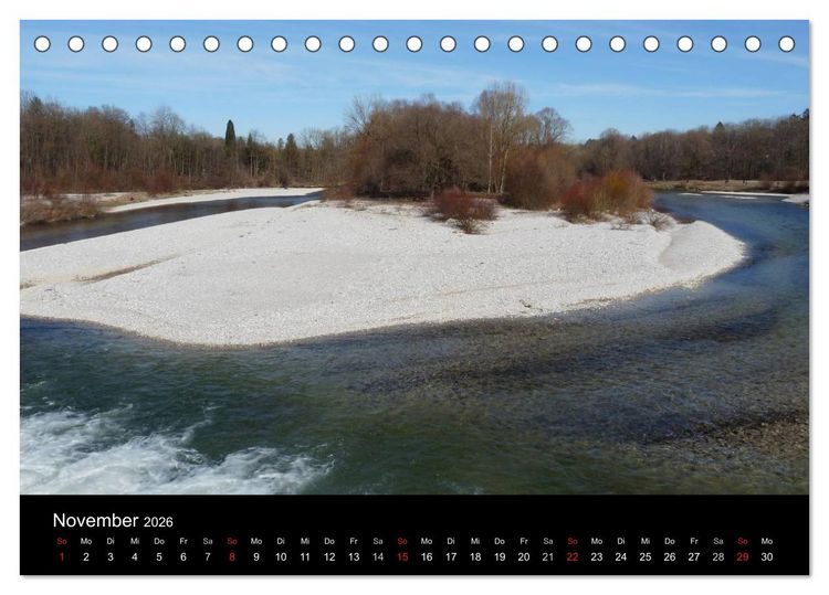 Produktbild: Die Isar - Von Scharnitz bis M&uuml;nchen (Tischkalender 2026 DIN A5 quer), CALVENDO Monatskalender
