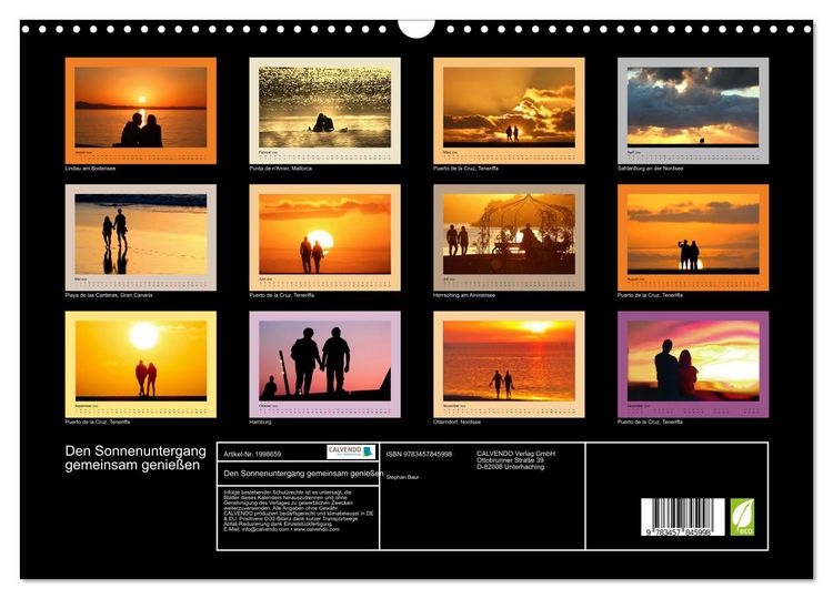 Produktbild: Den Sonnenuntergang gemeinsam genie&szlig;en (Wandkalender 2026 DIN A3 quer), CALVENDO Monatskalender
