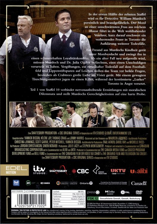 Produktbild: Murdoch Mysteries - Staffel 10 - Teil 1 [2 DVDs]
