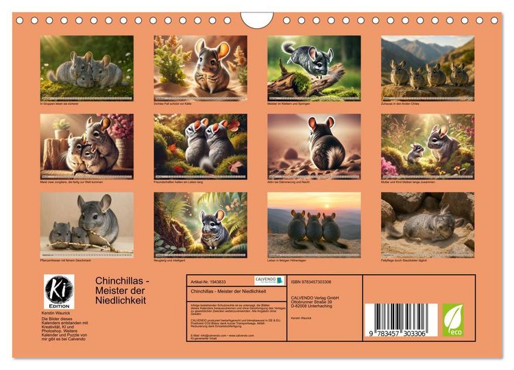 Produktbild: Chinchillas - Meister der Niedlichkeit (Wandkalender 2026 DIN A4 quer), CALVENDO Monatskalender