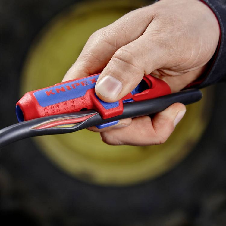 Produktbild: Knipex 16 95 03 SB ErgoStrip&reg; PV Abmantelungswerkzeug Abmantelungsmesser Geeignet f&uuml;r Rundkabel, Solarkabel 4 bis 6 mm