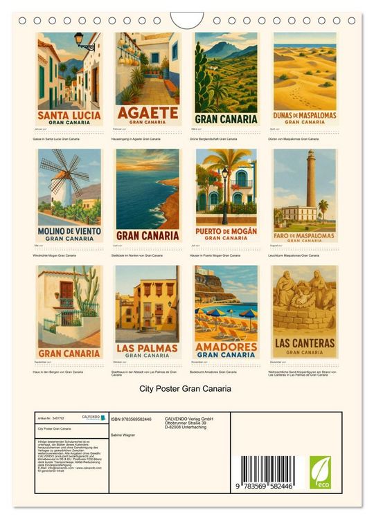 Produktbild: City Poster Gran Canaria (Wandkalender 2027 DIN A4 hoch), CALVENDO Monatskalender