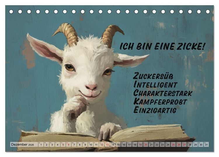 Produktbild: Ziegen, s&uuml;&szlig; aber psycho (Tischkalender 2026 DIN A5 quer), CALVENDO Monatskalender