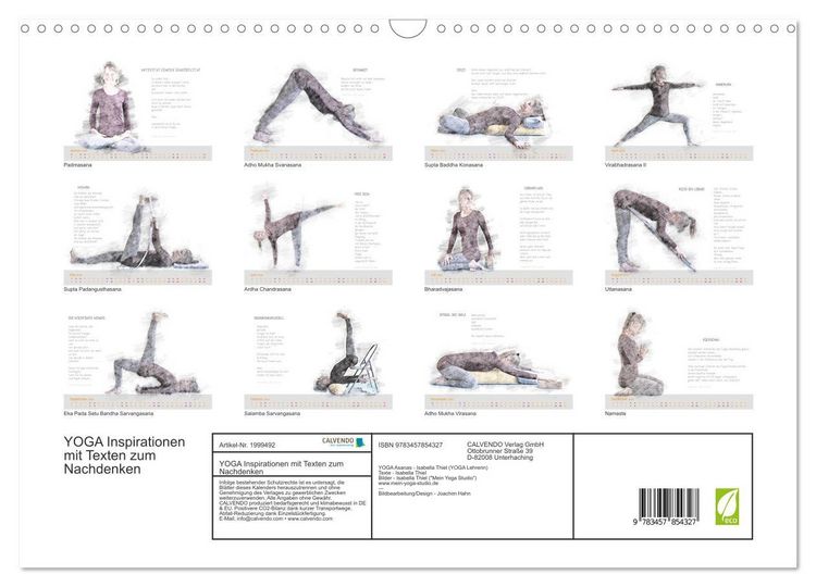 Produktbild: YOGA Inspirationen mit Texten zum Nachdenken (Wandkalender 2026 DIN A3 quer), CALVENDO Monatskalender