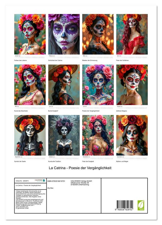 Produktbild: La Catrina - Poesie der Verg&auml;nglichkeit (hochwertiger Premium Wandkalender 2026 DIN A2 hoch), Kunstdruck in Hochglanz