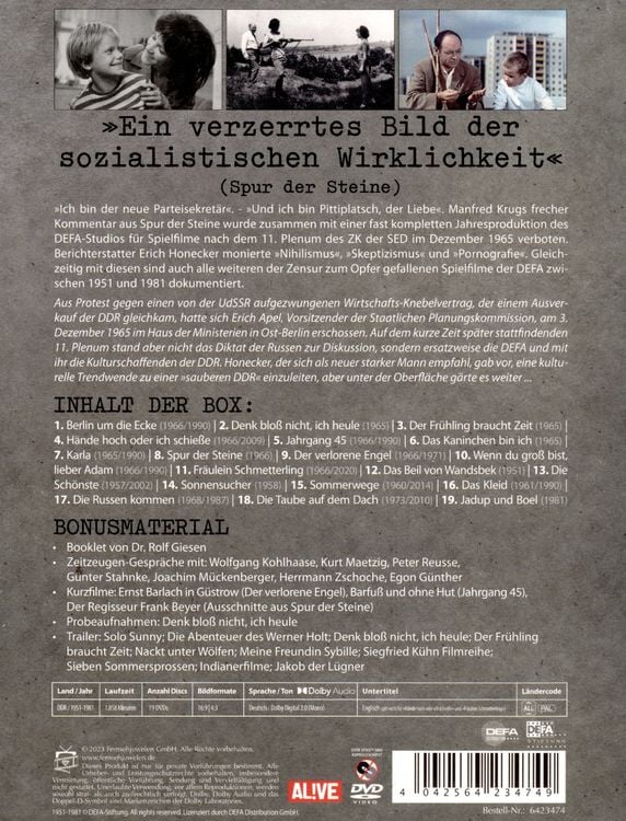 Produktbild: DEFA-Verboten! (Filmjuwelen) - Das 11. Plenum des ZK der SED und 19 Verbotsfilme: ungek&uuml;rzt und restauriert [19 DVDs]