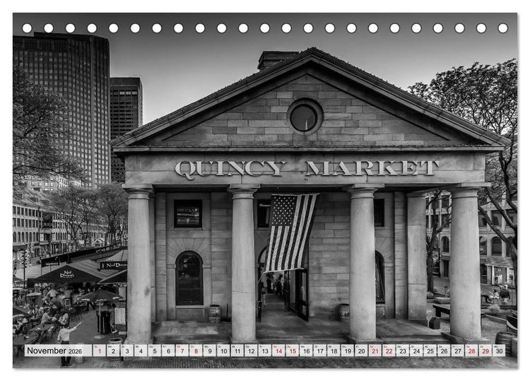 Produktbild: BOSTON Monochrome Stadtansichten (Tischkalender 2026 DIN A5 quer), CALVENDO Monatskalender