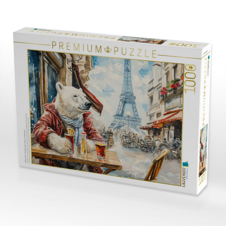 Produktbild: CALVENDO Puzzle Eisb&auml;r Eik im Stra&szlig;encaf&egrave; in Paris in Frankreich | 1000 Teile Lege-Gr&ouml;&szlig;e 64x48cm Foto-Puzzle f&uuml;r gl&uuml;ckliche Stunden