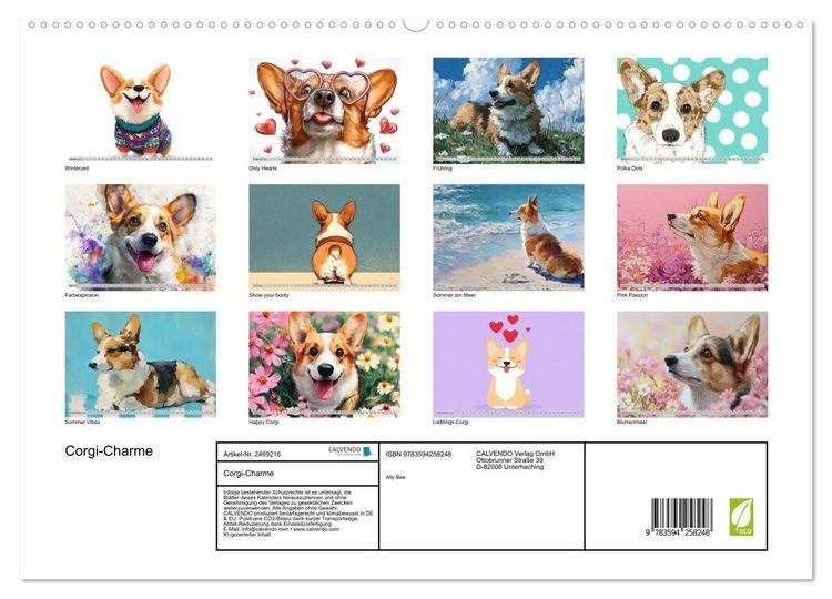 Produktbild: Corgi-Charme (hochwertiger Premium Wandkalender 2027 DIN A2 quer), Kunstdruck in Hochglanz