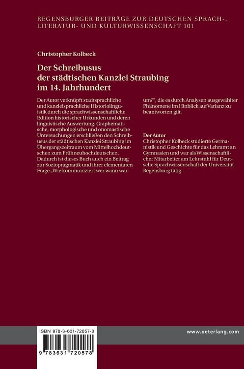 Produktbild: Der Schreibusus der staedtischen Kanzlei Straubing im 14. Jahrhundert