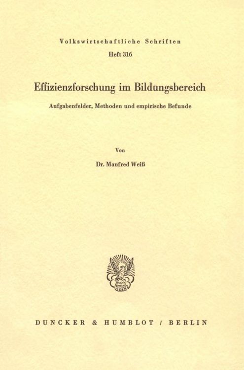 Produktbild: Effizienzforschung im Bildungsbereich.