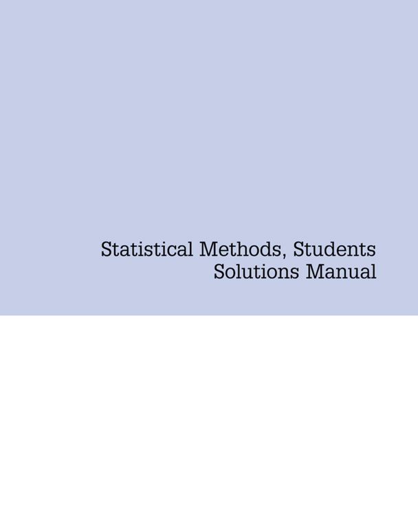 Produktbild: Statistical Methods, Students Solutions Manual (e-only)