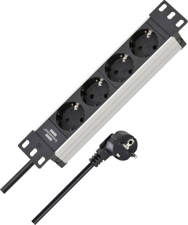 Produktbild: Brennenstuhl 1390007004 Einbau-Steckdosenleiste 4fach Silber, Schwarz Schutzkontakt 1St.