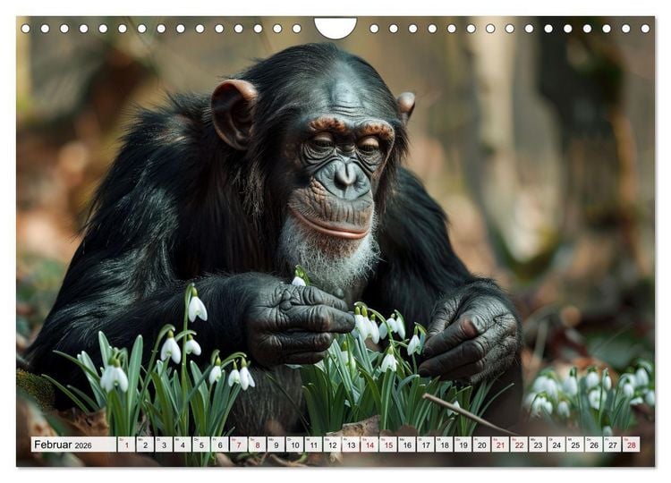 Produktbild: Schimpansen - Ein Jahr mit Menschenaffen. (Wandkalender 2026 DIN A4 quer), CALVENDO Monatskalender