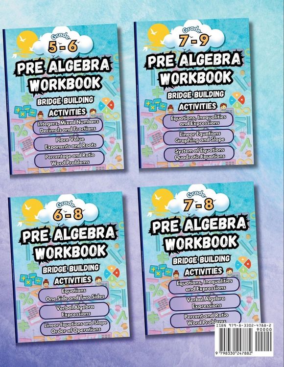 Produktbild: Summer Math Pre Algebra Workbook Grade 6-7 Bridge Building Activities