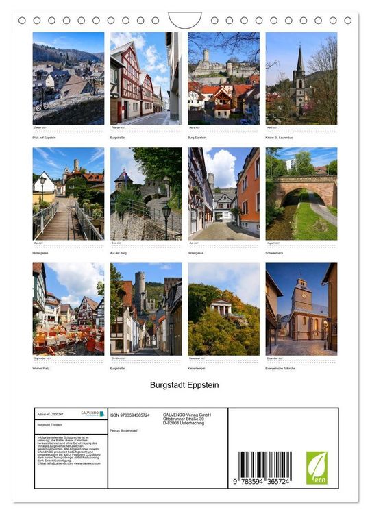 Produktbild: Burgstadt Eppstein (Wandkalender 2027 DIN A4 hoch), CALVENDO Monatskalender