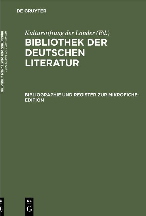 Produktbild: Bibliographie und Register zur Mikrofiche-Edition