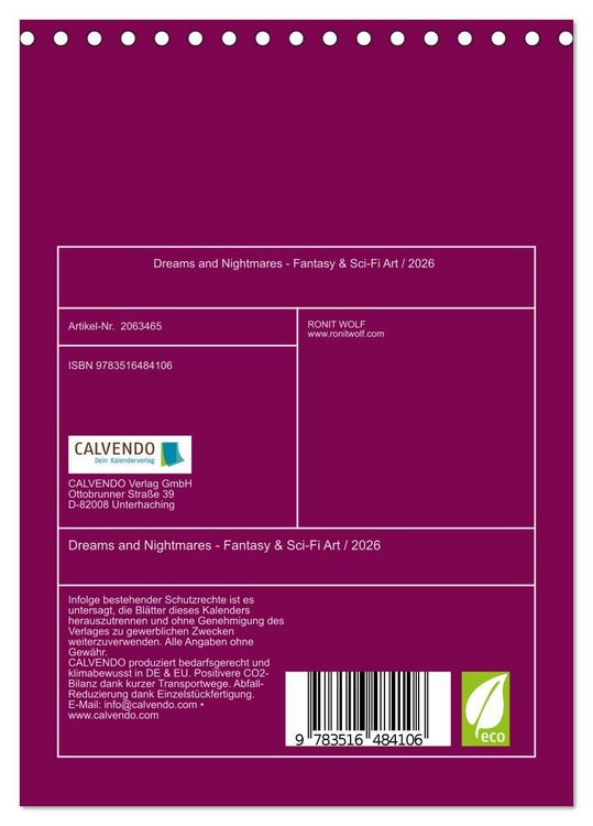 Produktbild: Dreams and Nightmares - Fantasy & Sci-Fi Art / 2026 (Tischkalender 2026 DIN A5 hoch), CALVENDO Monatskalender
