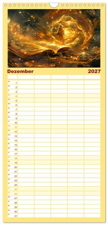 Produktbild: Familienplaner 2027 - Welten zwischen den Zeilen - B&uuml;cher, die Tr&auml;ume wecken mit 5 Spalten (Wandkalender, 21 x 45 cm) CALVENDO