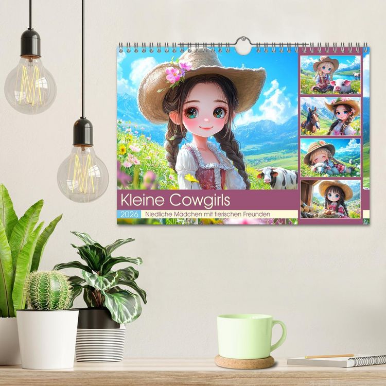 Produktbild: Kleine Cowgirls. Niedliche M&auml;dchen mit tierischen Freunden (Wandkalender 2026 DIN A4 quer), CALVENDO Monatskalender