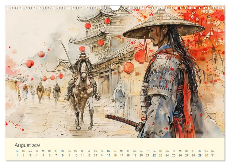 Produktbild: Samurai - whimsical inked style (Wandkalender 2026 DIN A3 quer), CALVENDO Monatskalender