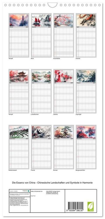 Produktbild: Familienplaner 2027 - Die Essenz von China - Chinesische Landschaften und Symbole in Harmonie mit 5 Spalten (Wandkalender, 21 x 45 cm) CALVENDO