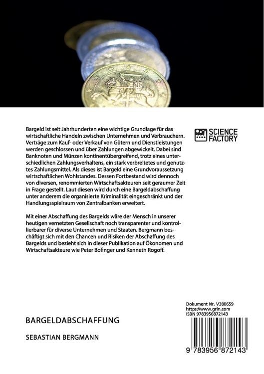 Produktbild: Bargeldabschaffung. Chancen und Risiken auf internationaler Ebene
