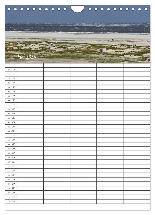 Produktbild: Urlaubsparadies Amrum / Familienplaner (Wandkalender 2026 DIN A4 hoch), CALVENDO Monatskalender