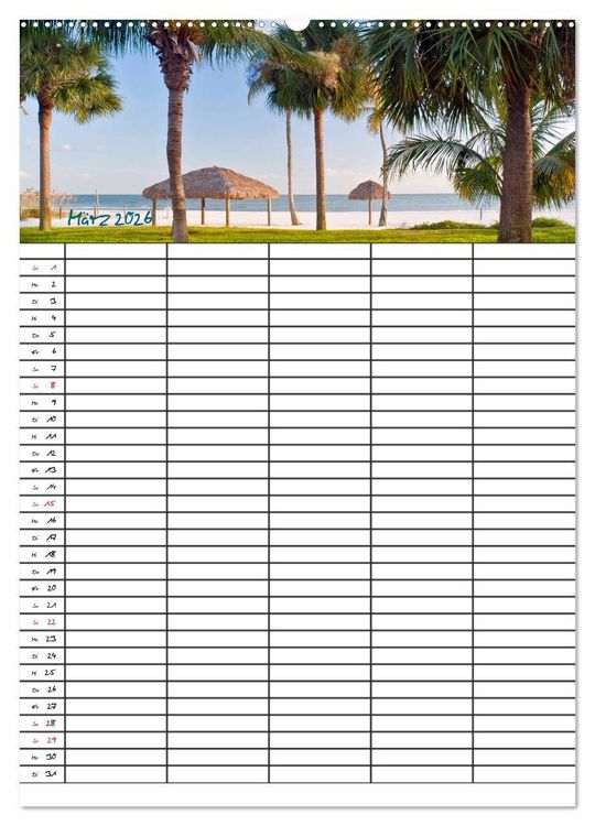 Produktbild: Idyllisches Florida / Familienplaner (Wandkalender 2026 DIN A2 hoch), CALVENDO Monatskalender