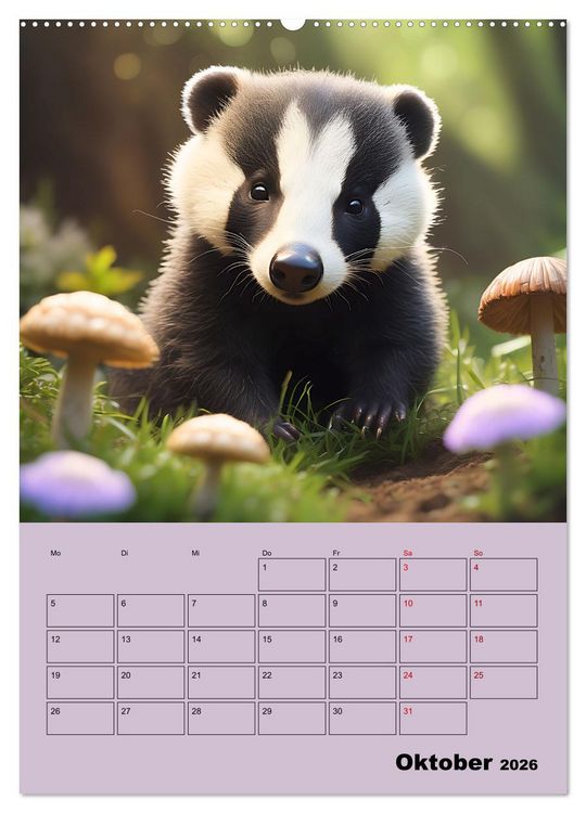 Produktbild: Tierkinder im Zauberwald (hochwertiger Premium Wandkalender 2026 DIN A2 hoch), Kunstdruck in Hochglanz
