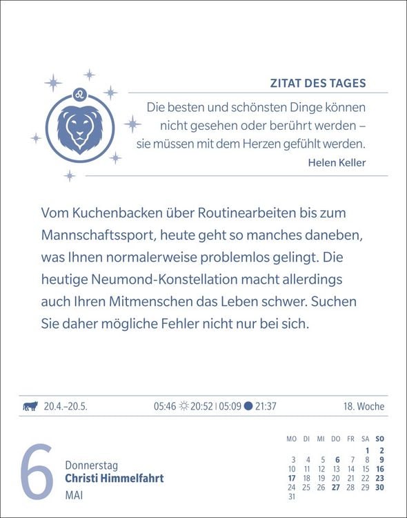 Produktbild: L&ouml;we Sternzeichenkalender 2027 - Tagesabrei&szlig;kalender - Ihr Horoskop f&uuml;r jeden Tag