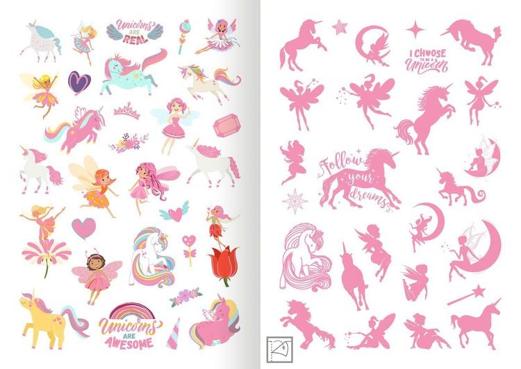 Produktbild: Metallic-Sticker &ndash; Feen & Einh&ouml;rner