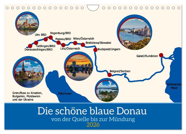 Produktbild: Die sch&ouml;ne blaue Donau (Wandkalender 2026 DIN A4 quer), CALVENDO Monatskalender