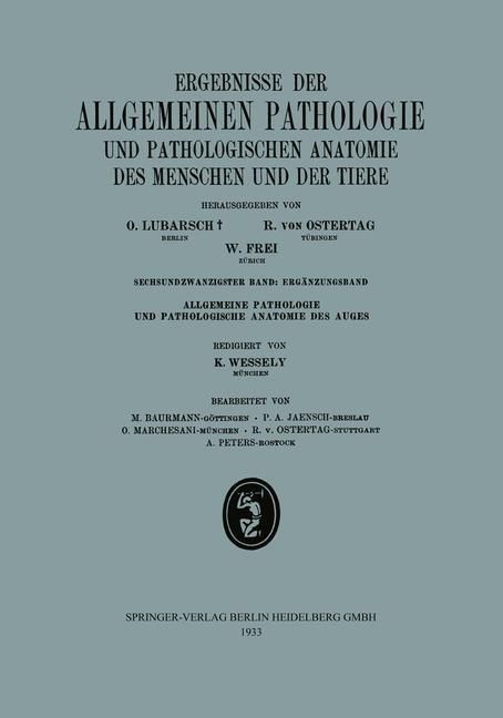 Produktbild: Ergebnisse der Allgemeinen Pathologie und Pathologischen Anatomie des Menschen und der Tiere