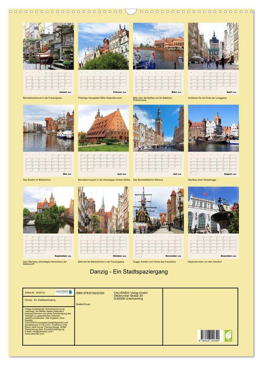 Produktbild: Danzig - Ein Stadtspaziergang (Wandkalender 2026 DIN A2 hoch), CALVENDO Monatskalender