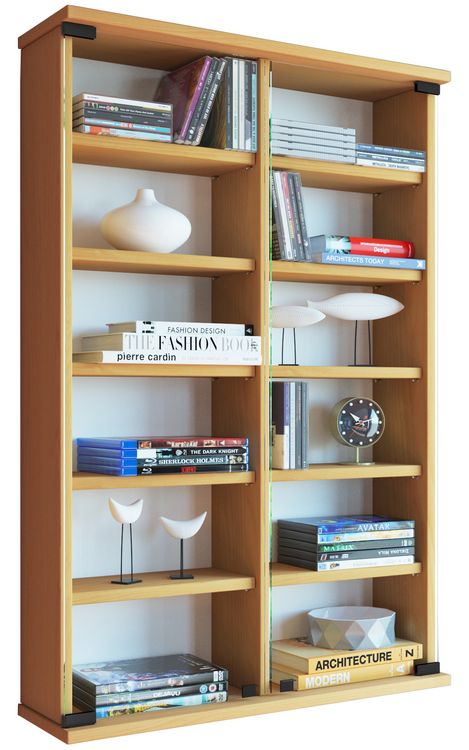 Produktbild: Holz CD DVD Wandregal Schrank Zuntisa Glast&uuml;r