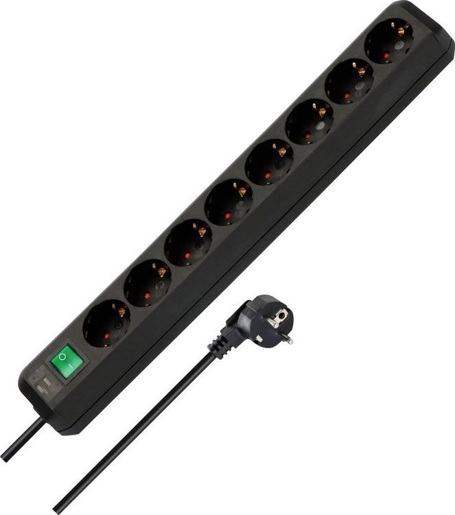 Produktbild: Brennenstuhl 1159300018 Steckdosenleiste mit Schalter 8fach Schwarz Schutzkontakt 1 St.