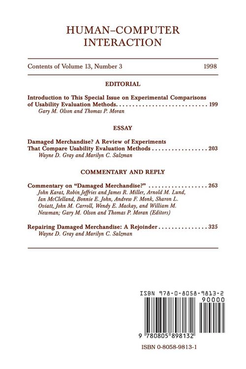 Produktbild: Experimental Comparisons of Usability Evaluation Methods