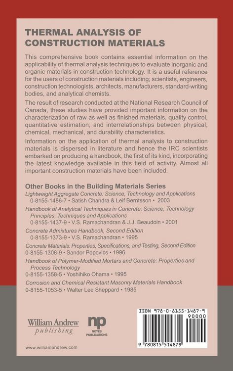 Produktbild: Handbook of Thermal Analysis of Construction Materials