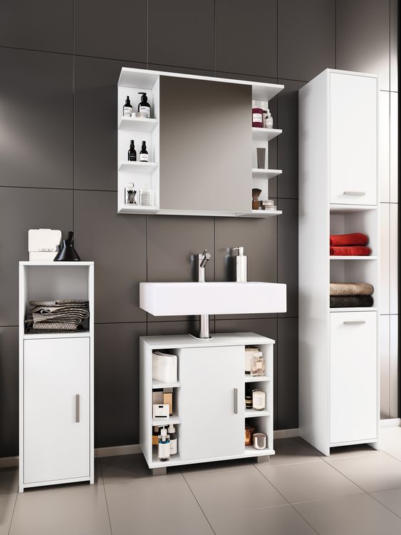 Produktbild: 4-tlg. Komplett Badm&ouml;bel Badschrank Set Zalo ll