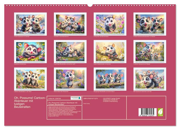 Produktbild: Oh, Possums! Cartoon-Abenteuer mit lustigen Beutelratten (hochwertiger Premium Wandkalender 2026 DIN A2 quer), Kunstdruck in Hochglanz