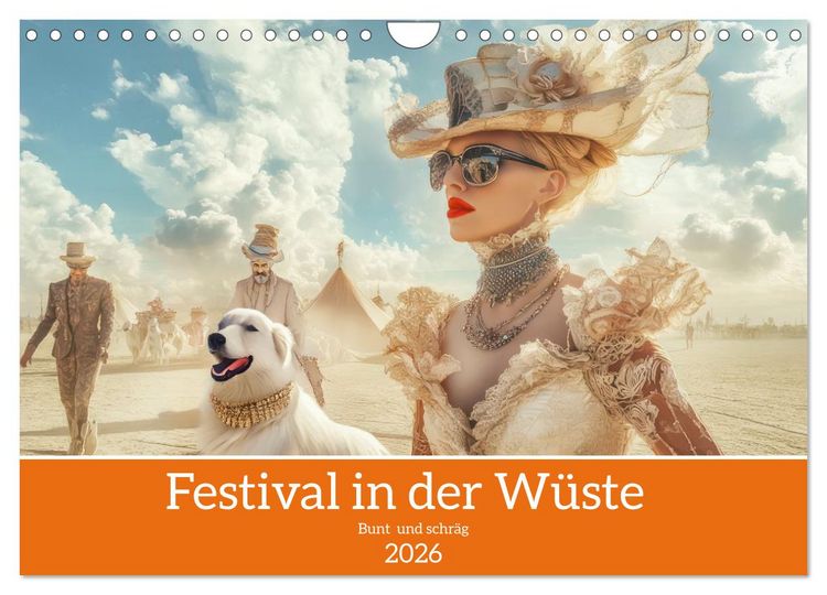 Produktbild: Festival in der W&uuml;ste - Bunt und schr&auml;g (Wandkalender 2026 DIN A4 quer), CALVENDO Monatskalender
