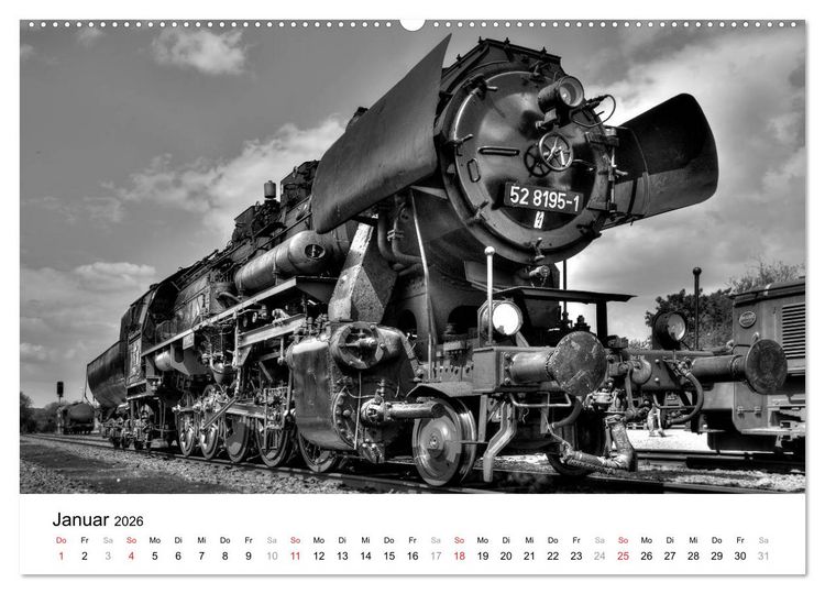 Produktbild: Unter Dampf - Eisenbahnromantik in schwarz-wei&szlig; (hochwertiger Premium Wandkalender 2026 DIN A2 quer), Kunstdruck in Hochglanz
