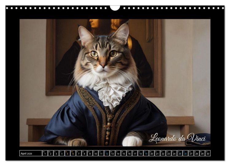 Produktbild: Katzen der Ber&uuml;hmtheiten - Ein Jahr voller ikonischer Schnurrhaare (Wandkalender 2026 DIN A3 quer), CALVENDO Monatskalender